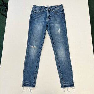 Kancan Womens Estilo Skinny Jeans Blue Distressed Medium Wash Low Rise Juniors 5
